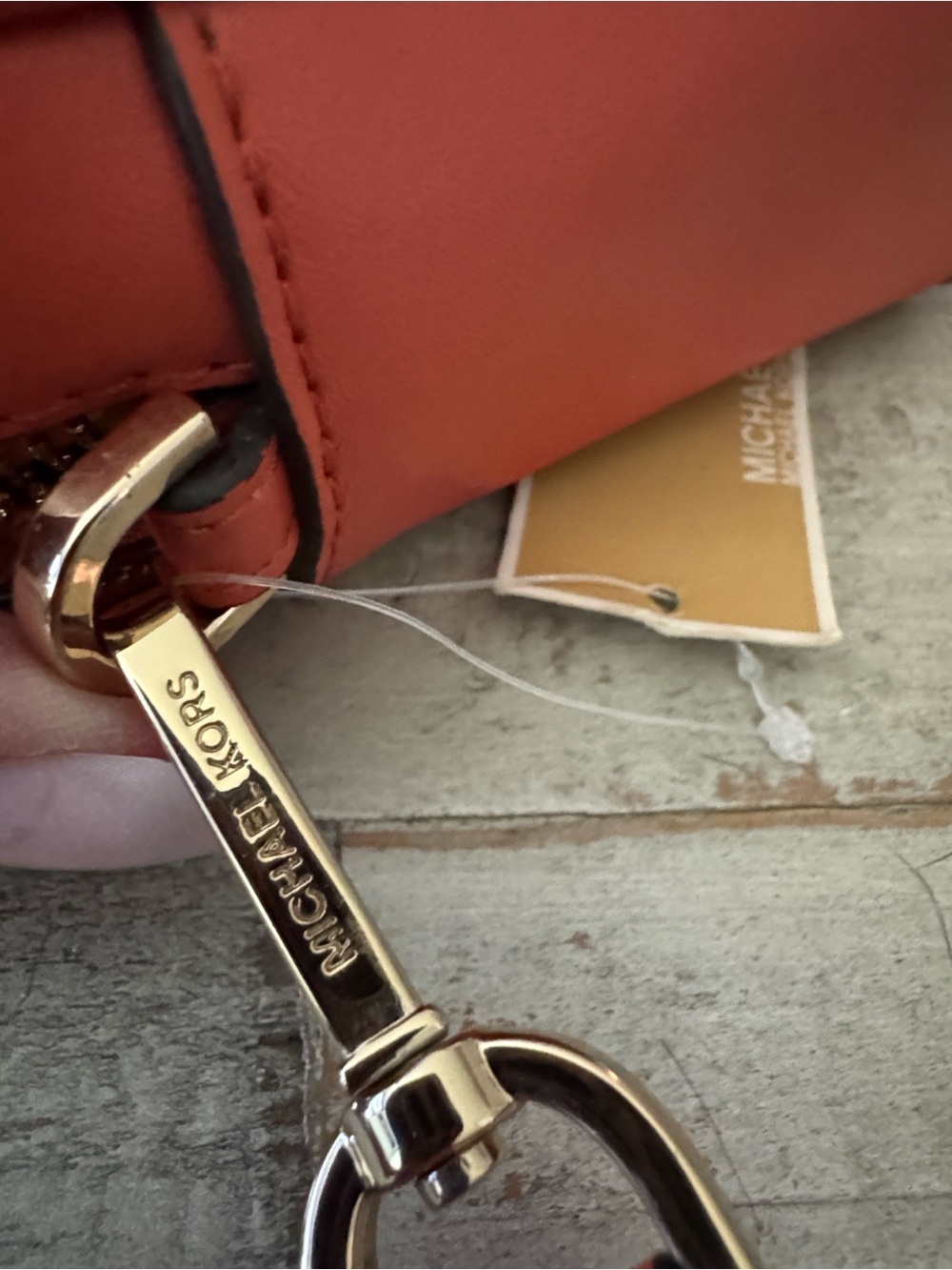 Michael Kors Cream and Orange Crossbody Bag with MK Logo Patch - Picture 10 of 13